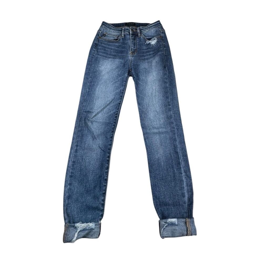 Judy Blue High Waist Skinny Fit Shark Bite Hem Jeans Women's 3/26 JB82157MD